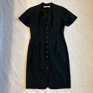 Vintage Tahari Dress Button Up Midi Size 8 Made in USA